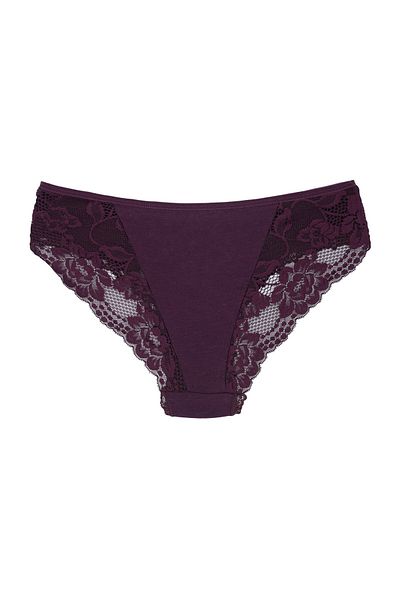 Zena Tulle din bumbac mov pe față și detaliu din dantelă pe spate Chiloți pentru femei cu slip pentru femei