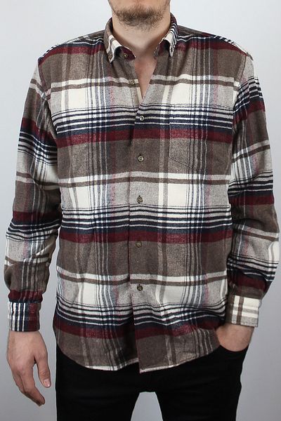 TANİŞ GİYİM Мъжка риза Lumberjack с дебели джобове, стандартна кройка, карирана, в бордо червено/тъмносиньо