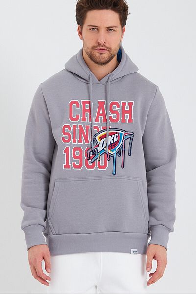 AMAZING CRASH Unisex Hooded Kangaroo Pocket Printed Sweatshirt