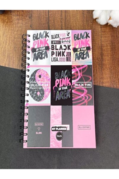 Bam Konuşan Ajanda 17x24 Spiralli Stickerli Kuşe Kağıda Tarihsiz Ajanda Black...