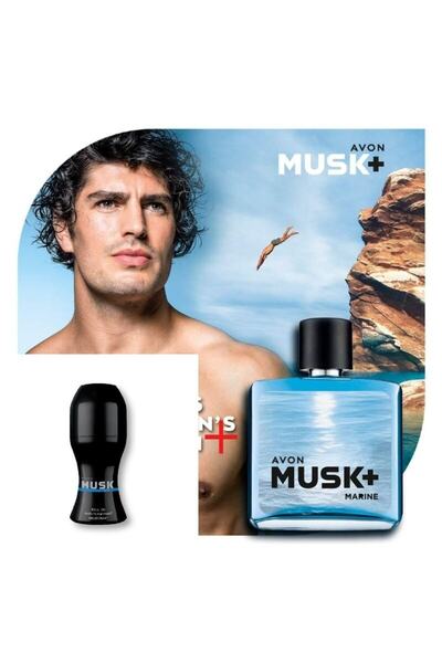 AVON Musk Marine Erkek 75ml Edt + Musk Marine Anti Perspirant Roll-on Deodora...