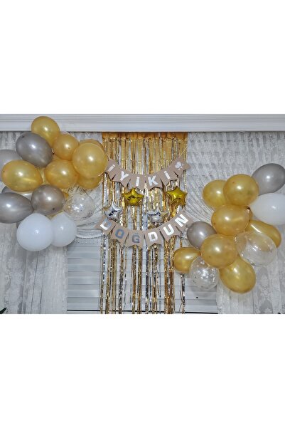 Bkmc Silver And Gold Star Foil Silver Kraft Happy Birthday Banner Birthday Set
