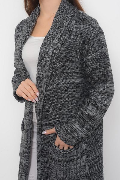 TUSSE Solid Color Sleeve Detailed Colorful Knitted Pocket Long Elegant Stylish Plus Size Knitwear Cardigan