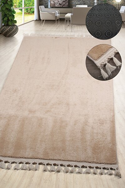 Bonny Home Relax Vizon Leke Tutmaz Yıkanabilir Kaymaz Ponpon Saçaklı Salon Od...