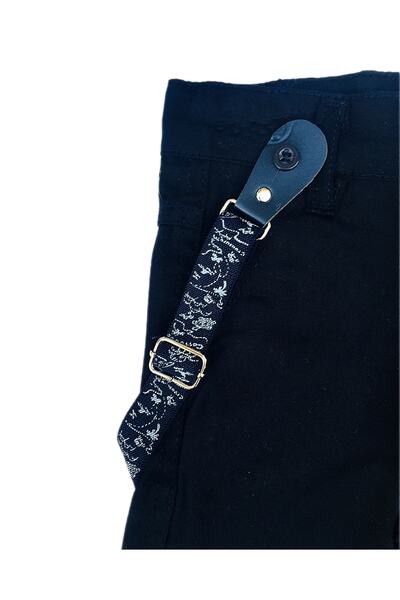 Terry Lacivert Renk Askılı Keten Erkek Çocuk Pantolon