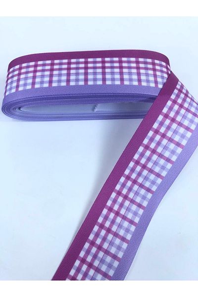 Bride Aksesuar Dünyası Gift Packaging Purple Lilac Square Patterned Grosgrain Ribbon – Ribbon – Ribbon
