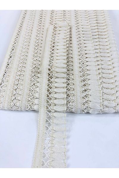 Bride Aksesuar Dünyası Cream Colored Cross Decorative Fringe Strip - Tassel Accessory