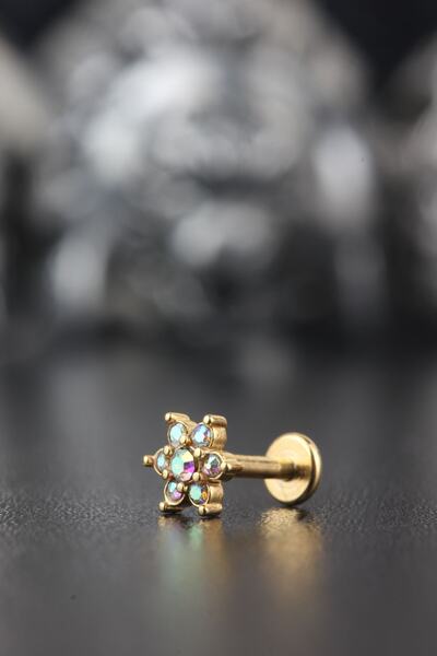 Valhalla Cerrahi Çelik Kıkırdak Tragus Helix Zirkon Taş Etnik Piercing