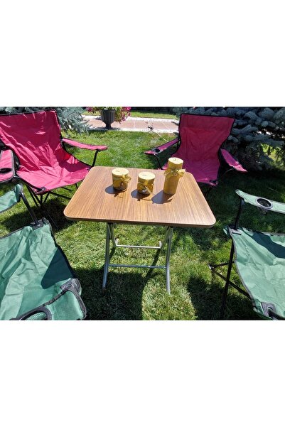 aldagelsin Ahşap Desenli Katlanabilir Masa Kahve (60*60)