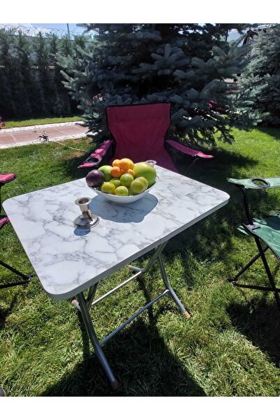 aldagelsin Beyaz Mermer Desenli Katlanabilir Masa (60*60)