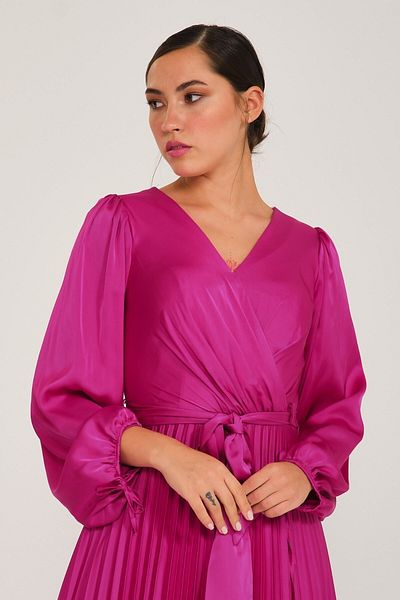 SpringStore Rochie de seară plisată cu mânecă lungă Fujya