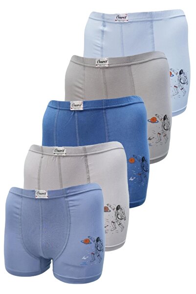 Onurel 5 Συσκευασία Astronaut Printed Boy's Lycra Color Boxers