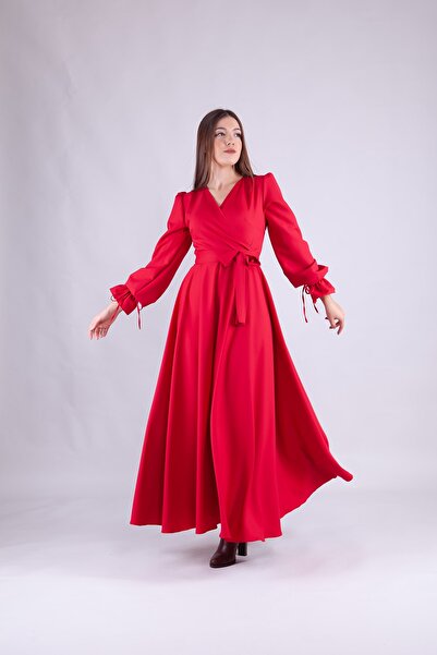 Bidoluelbise فستان نسائي طويل الأكمام بياقة مزدوجة الصدر