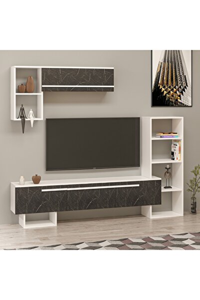 Derya Dekor Mega Tv Ünitesi Beyaz-royal Mermer