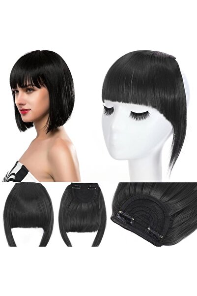 CESLİFE Siyah Takma Kahkül - Isıya Dayanıklı Takma Perçem Saç