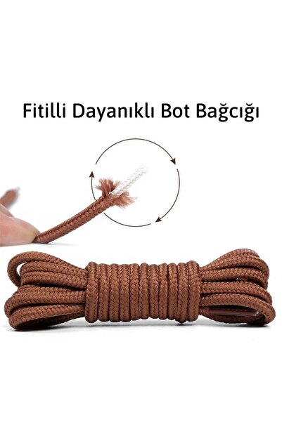Foottab 200 Cm Siyah Yuvarlak Bot Bağcığı, Fitilli Dayanıklı Sağlam Bağcık, Ayakkabı Bağcığı Bağı Ipi