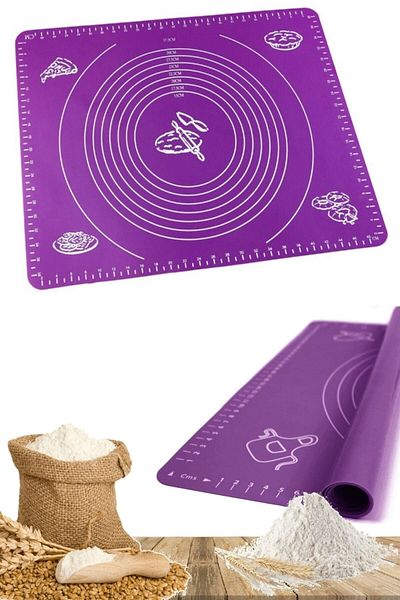 Tilbe Home Dough Rolling Silicone Kneading Mat Purple Dough Mat Pastry Baking Mat Multi-Purpose Silicone Mat