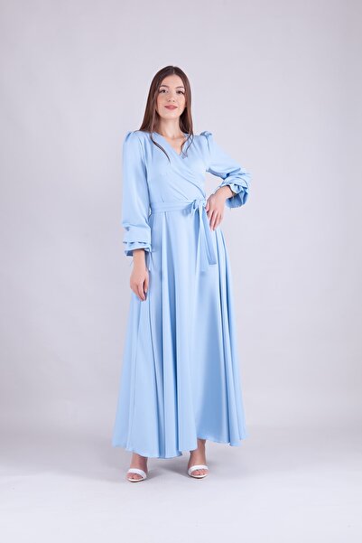 Bidoluelbise Γυναικείο μακρυμάνικο φόρεμα με διπλό στήθος Maxi