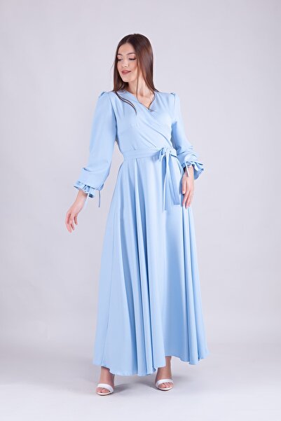 Bidoluelbise Γυναικείο μακρυμάνικο φόρεμα με διπλό στήθος Maxi