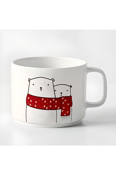 RHG Art Double Turkish Coffee Cup Espresso Motto Polar Bears Winter Themed 180 ml