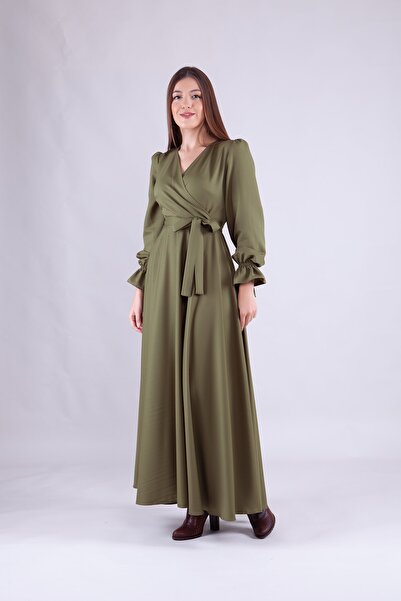 Bidoluelbise Women's Maxi Length Double Breasted Collar Long Sleeve Dress