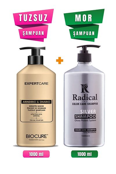 Radical 1000ml Silver Purple Shampoo - Color Care, Reflection and Anti-Orange, Purifying Salt-Free Shampoo