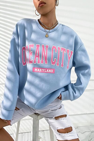 Machetta okrugla kragna Ocean Citi Merilend (roza) Štampano Dukserica Indigo