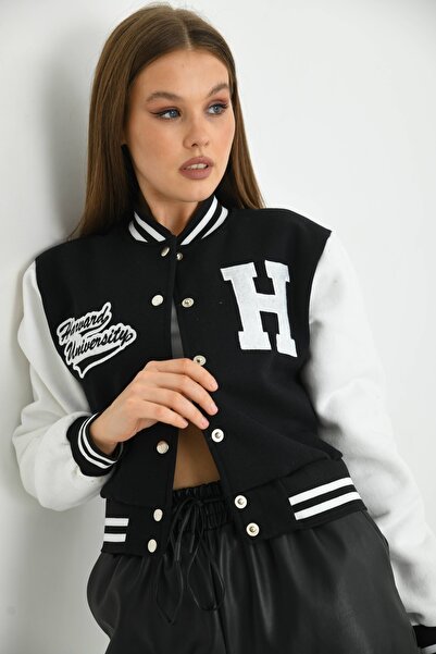 VOLT CLOTHİNG Γυναικείο Κεντημένο Crop College Jacket