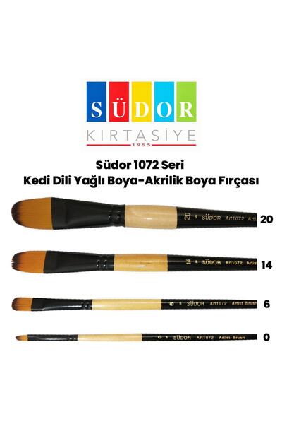 Südor 1072 Serisi Kısa Saplı Sentetik Kedi Dili Fırça Seti 4'lü