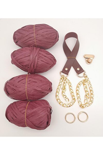 angel çanta aksesuar Rafija i lančić u bordo boji Torba set