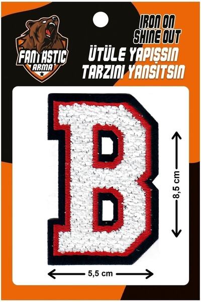 FANTASTIC ARMA Pluș țesut care se lipsește cu fier de călcat, colegiu, perforare, literă, alb, model B Arma