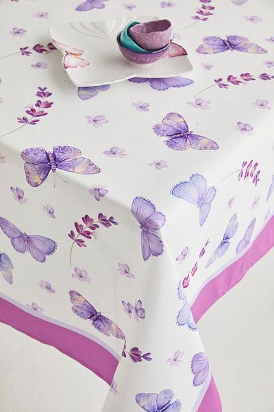AYSHOME Ays Home Față de masă din țesătură cu model fluture liliac