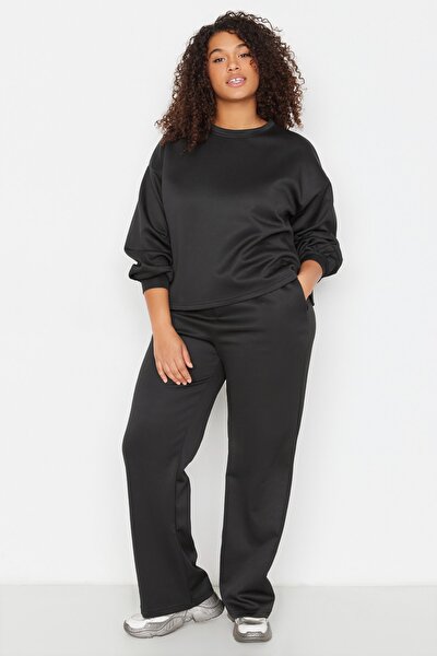Trendyol Curve Plus Size Sweatsuit Set - Black - Oversize