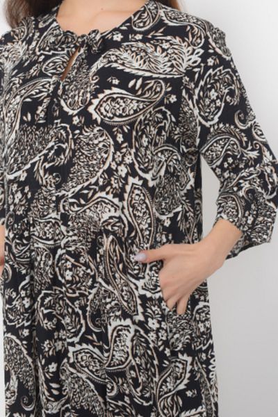 TUSSE 100% Cotton Woven Flower Patterned Non-Stick to Lines Large Size Flowy Classic Dress