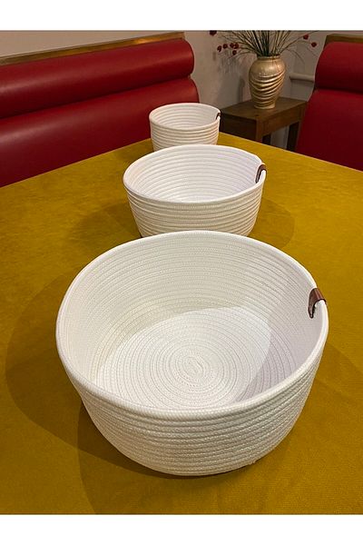 MaVaux Jute Wicker 3-Piece Basket Set - Hand Woven, Multi-Purpose Bathroom and Kitchen Organizer