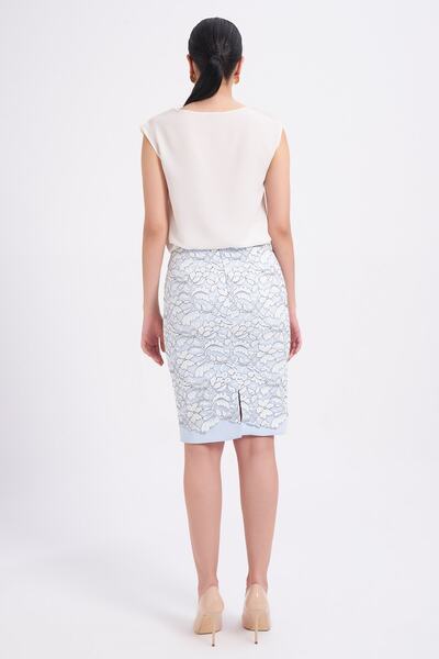 Balizza Blz-patterned Tulle Coated Crepe Skirt