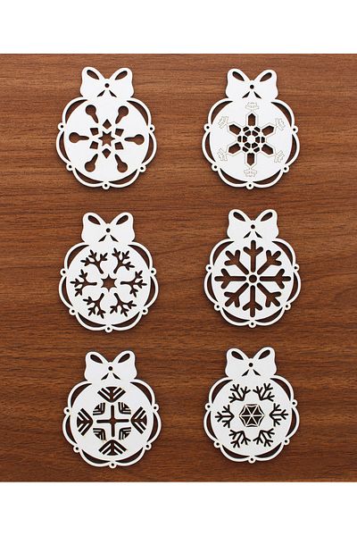 Lora Wedding Can be painted! 8cm Mixed Wooden Snowflake in 6 Figures