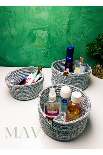 MaVaux Jute Wicker Basket Set - Hand Woven, Multi-Purpose Bathroom and Kitchen Organizer