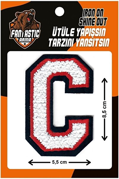 FANTASTIC ARMA Pluș țesut care se lipsește cu fier de călcat, colegiu, perforare, literă, alb, model C Arma