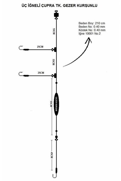 Genel Markalar Üç Iğneli Gezer Kurşunlu Çupra Takımı Standart