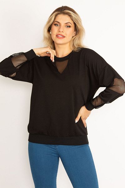 Şans Plus Size Sweatshirt - Black - Relaxed fit
