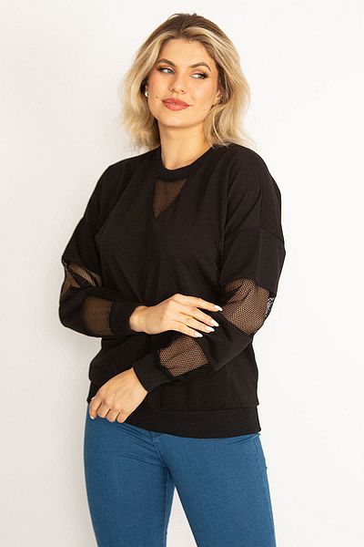 Şans Plus Size Sweatshirt - Black - Relaxed fit