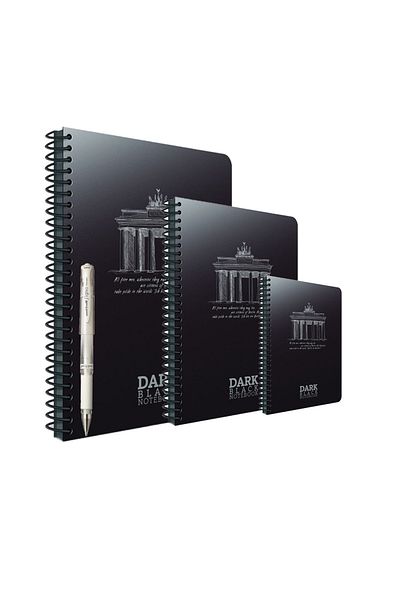 Gıpta Dark Spiral Pp Cover 3-Piece Notebook A4 - 17x24 - 12x17 50 Sheets Unlined+uni-ball White Pen