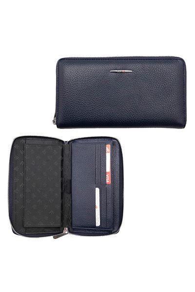 Eminsa Unisex Navy Blue Genuine Leather Hand Wallet