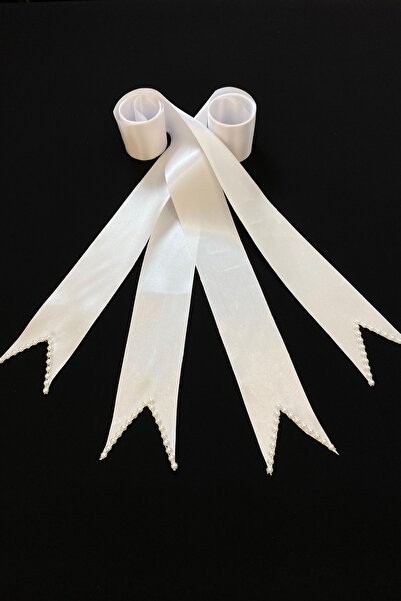 ZEYMERADE Beyaz Sade Incili Gelin Damat Takı Kurdelesi, Takı Kemeri