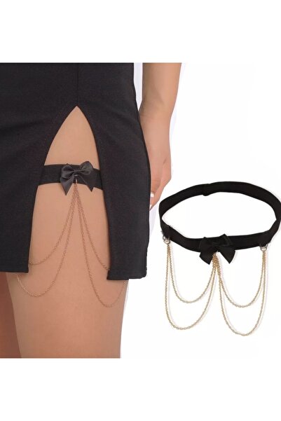 TakıConcept Fiyonklu Elastik Bacak Zinciri Bacak Aksesuarı Altın Renk