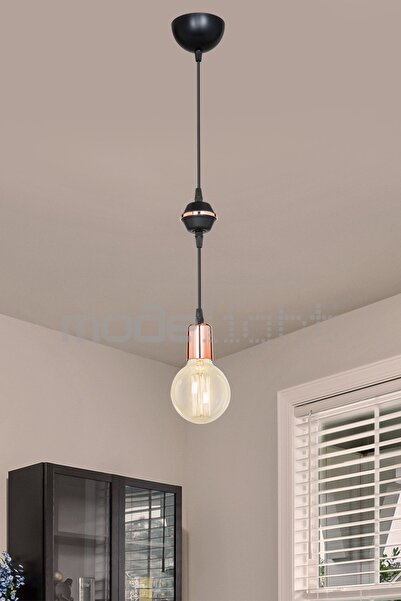 Modelight Akses Tekli Küre Siyah Bakır Dekoratif Sarkıt Salon-oturma-çocuk-yatak Odası-yemek Odası-mutfak