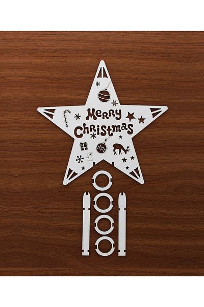 Lora Wedding 19cm Star Shaped Christmas Tree Head, Wooden Top Star, Tree Star