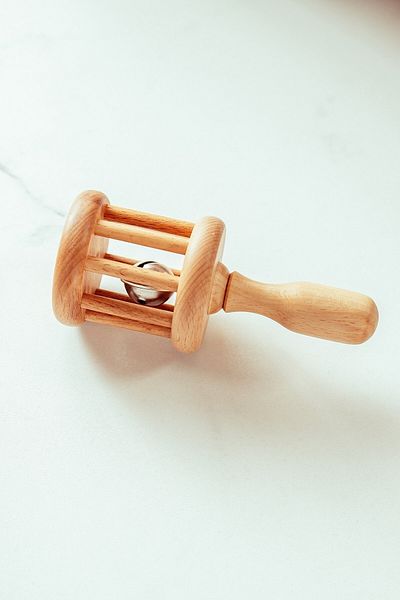 SaltanArt Wooden Rattle Colorless Natural Solid Wood Rattle Teether Baby Child Toy