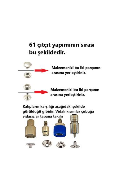 tuhafiyecimiz 15mm Stainless Snap Making Set - Apparatus, We and 50 Pieces Stainless Coat Snaps
